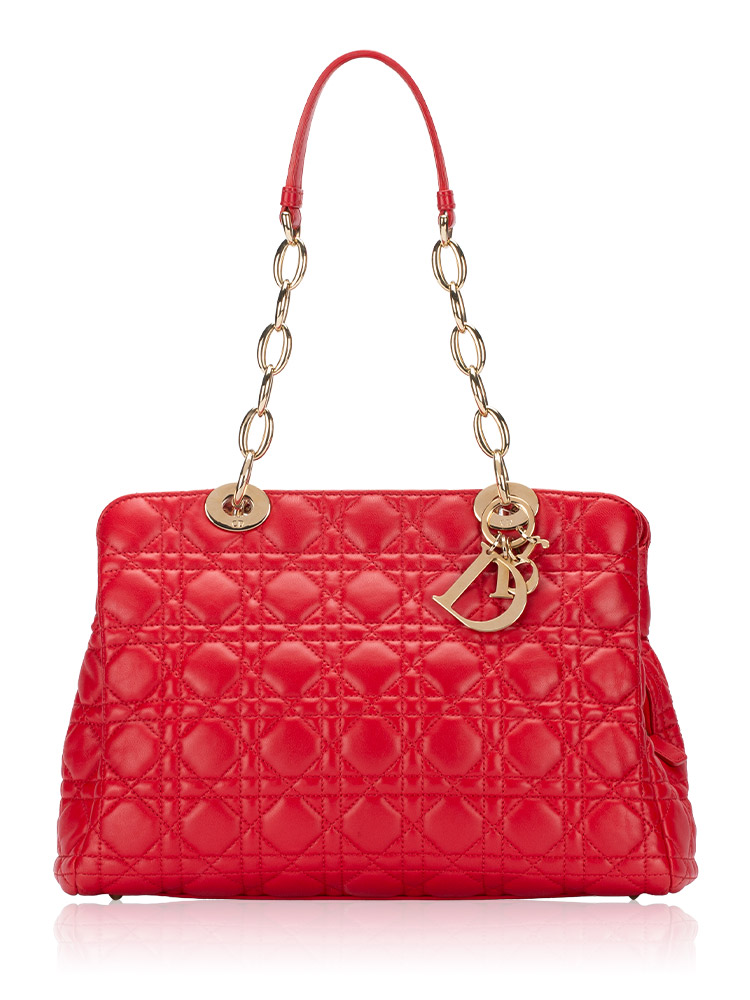 Lambskin Cannage Dior Soft Small Tote Red