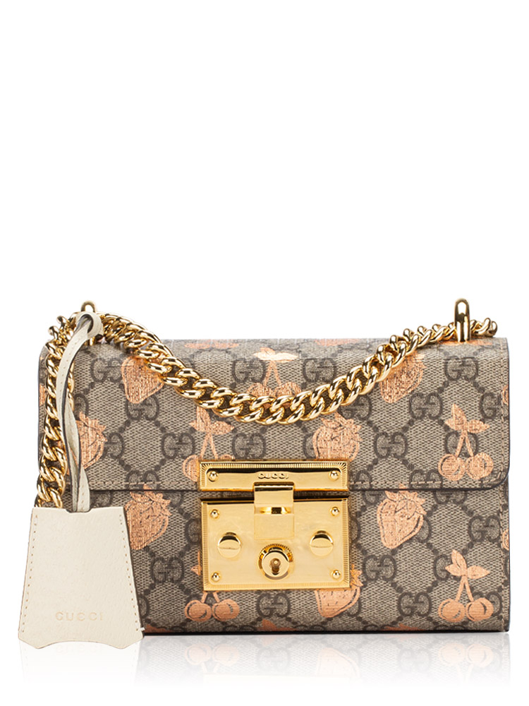 GG Supreme Berry Padlock Small Shoulder Bag Light Copper Mystic White