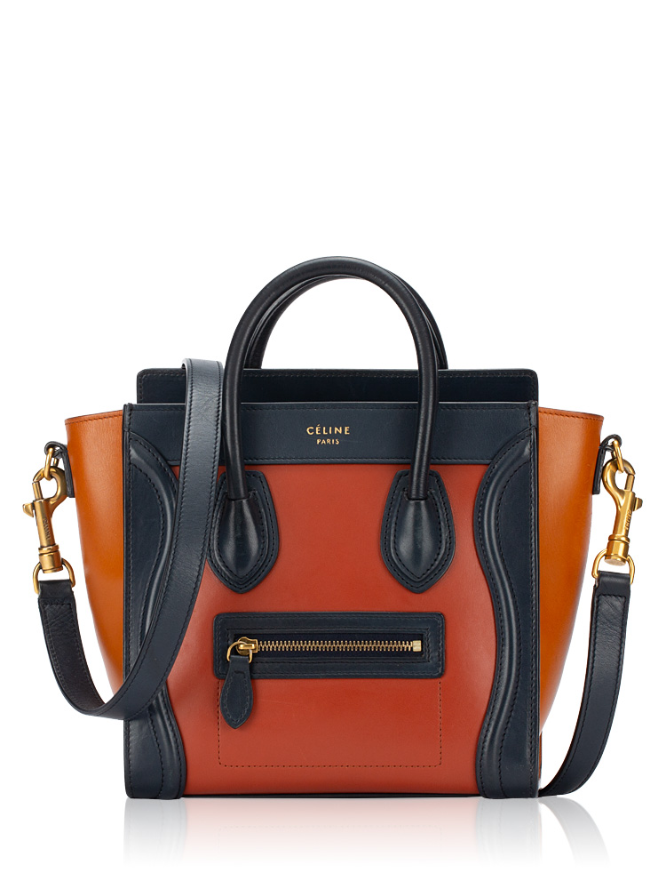 Calfskin Tri-Color Nano Luggage Bright Orange