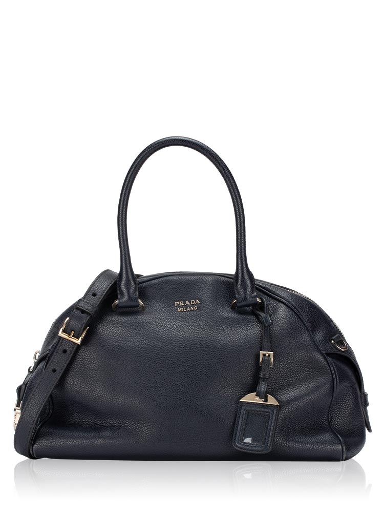 Vitello Daino Bowling Bag Bleu