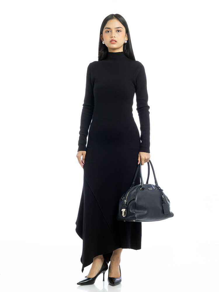 Vitello Daino Bowling Bag Bleu