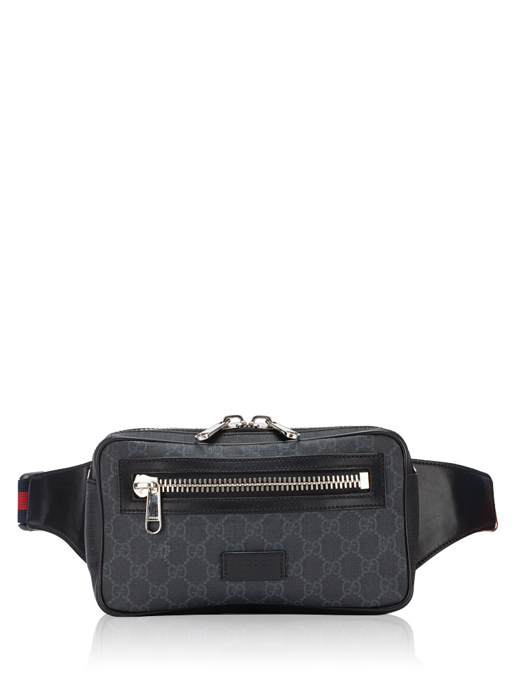 Men Soft GG Supreme Web Belt Bag Black Grey
