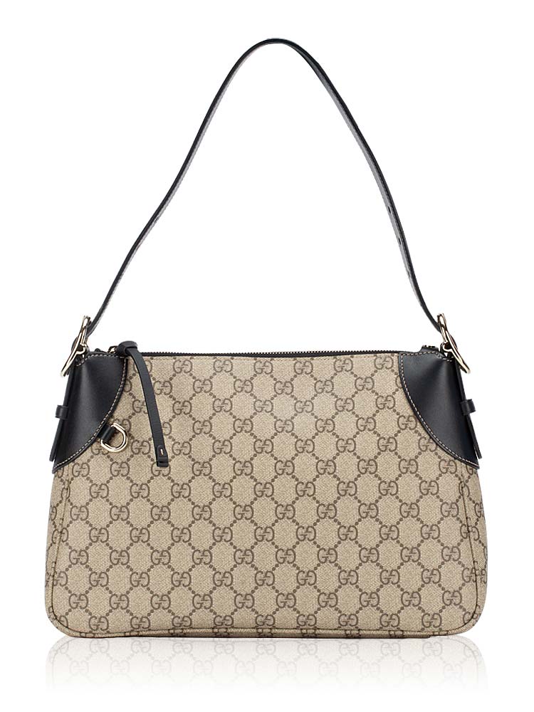 GG Supreme Emblem Medium Shoulder Bag Beige Black