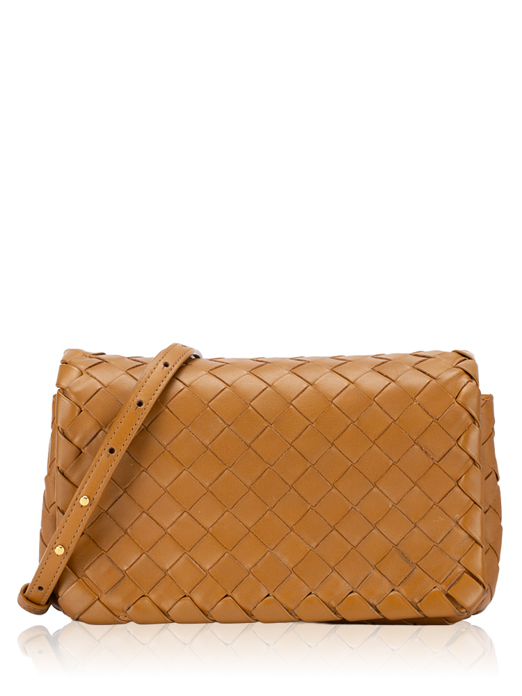 Lambskin Intrecciato Small Messenger Teak