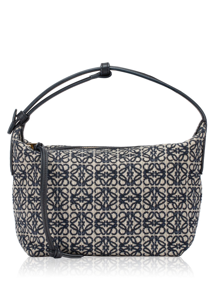 Jacquard Anagram Cubi Small Shoulder Bag Navy Black