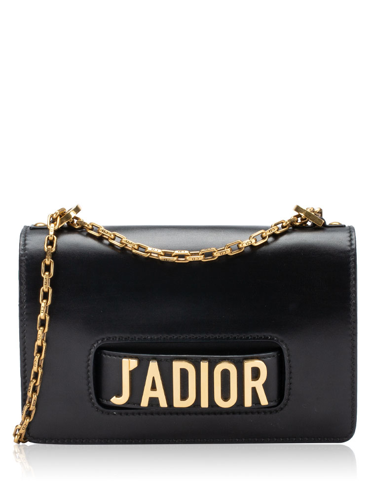 Smooth Calfskin J'Adior Chain Flap Bag Black