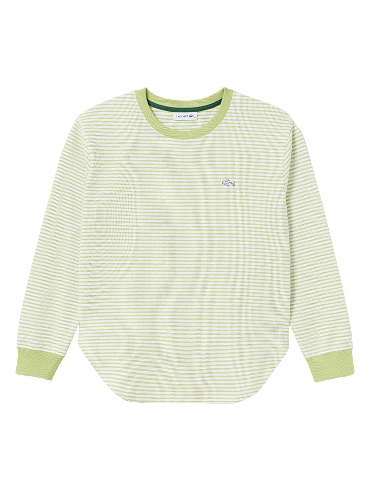 Waffle Border Long Sleeve T-shirt Light Green Sz 38 - L