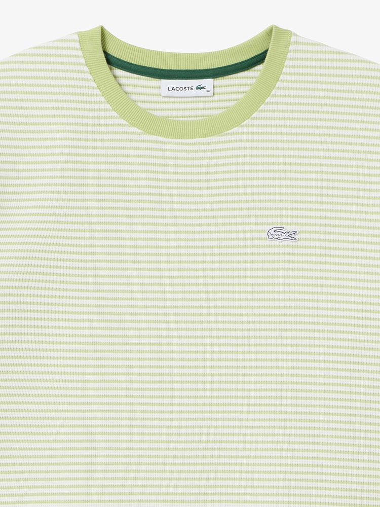 Waffle Border Long Sleeve T-shirt Light Green Sz 38 - L