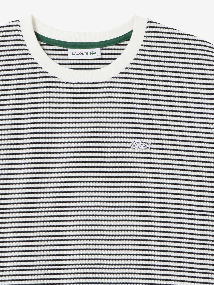 Waffle Border Long Sleeve T-shirt White x Black Sz 36 - M