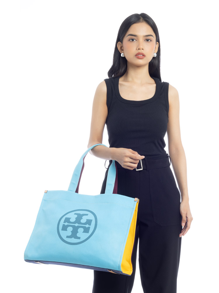 Ella Colorblock Canvas Tote Blue Sky Mix