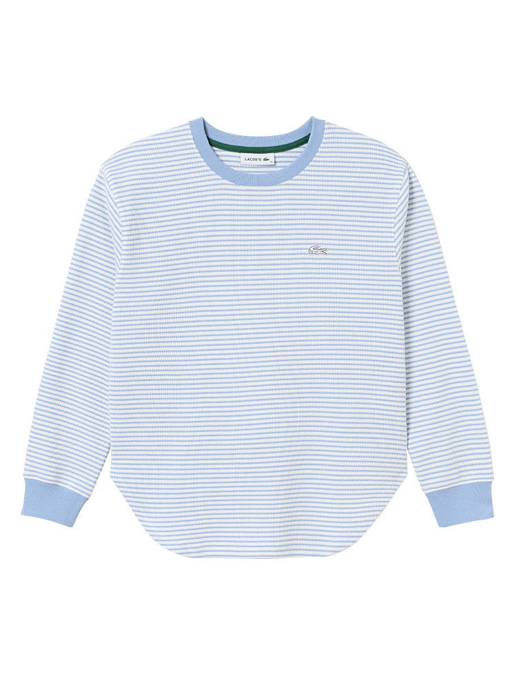 Waffle Border Long Sleeve T-shirt Light Blue Sz 36 - M