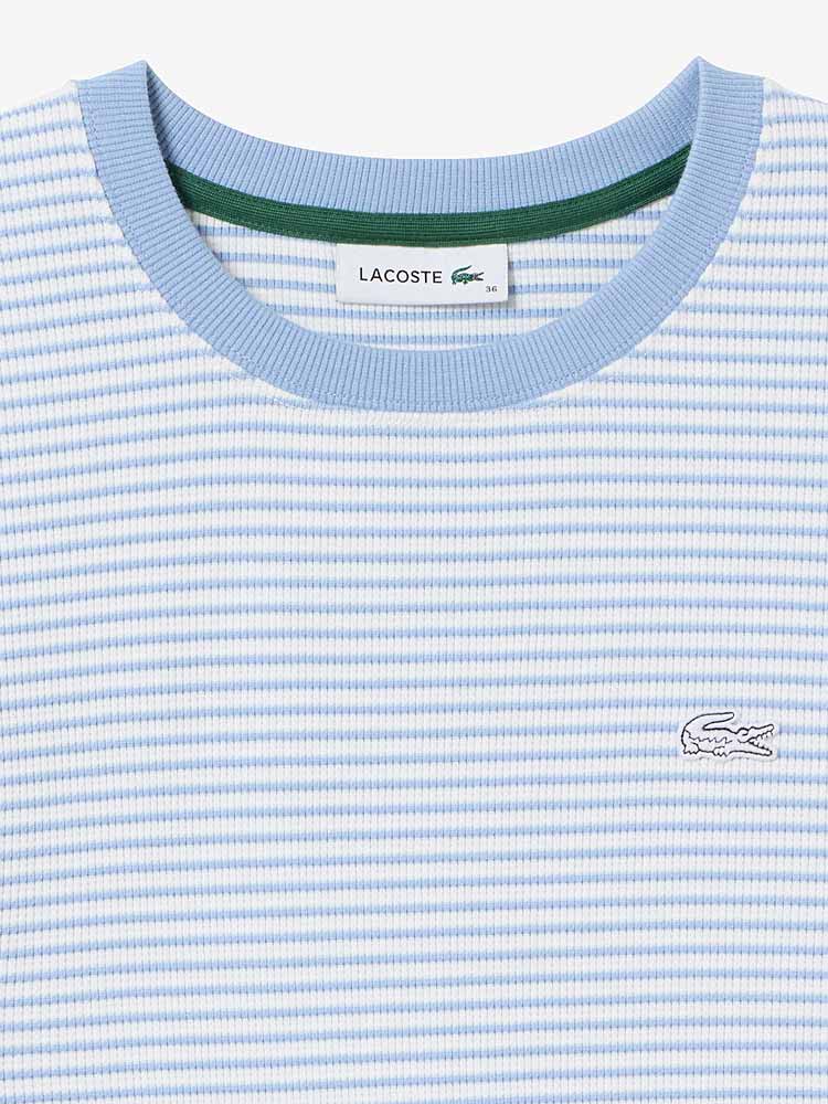 Waffle Border Long Sleeve T-shirt Light Blue Sz 36 - M