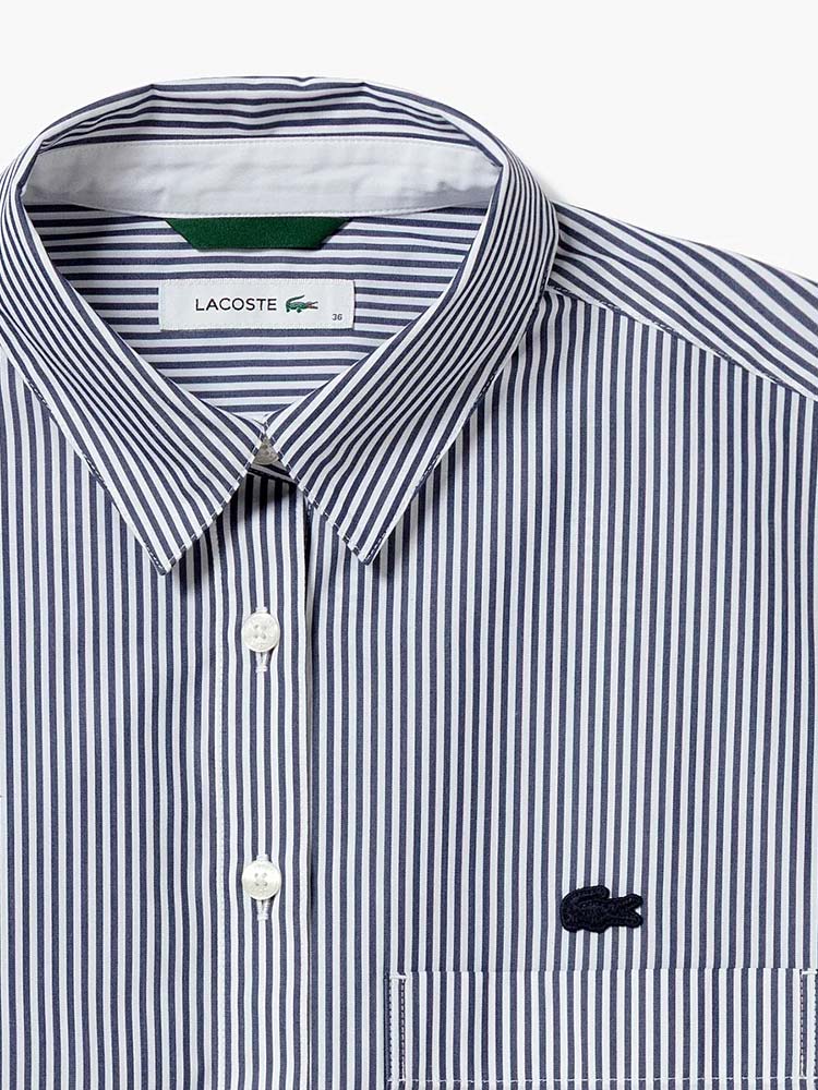 Layered Detail Long Sleeve Shirt Navy Stripe Sz 34 - S