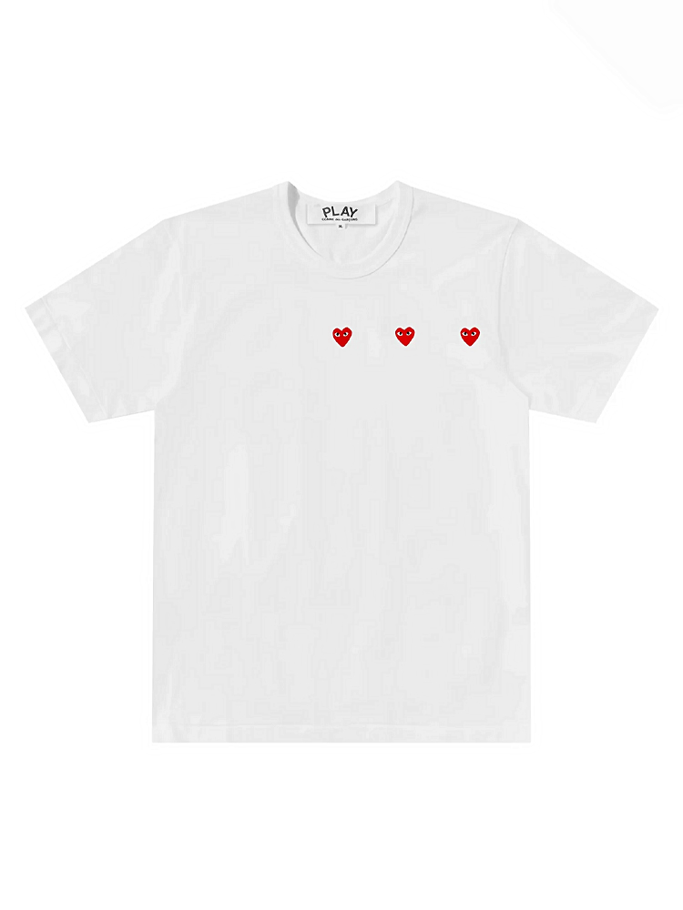 Horizontal Three Heart T-Shirt White Sz XL