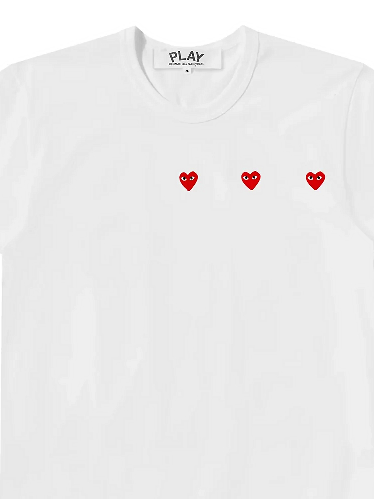 Horizontal Three Heart T-Shirt White Sz XL