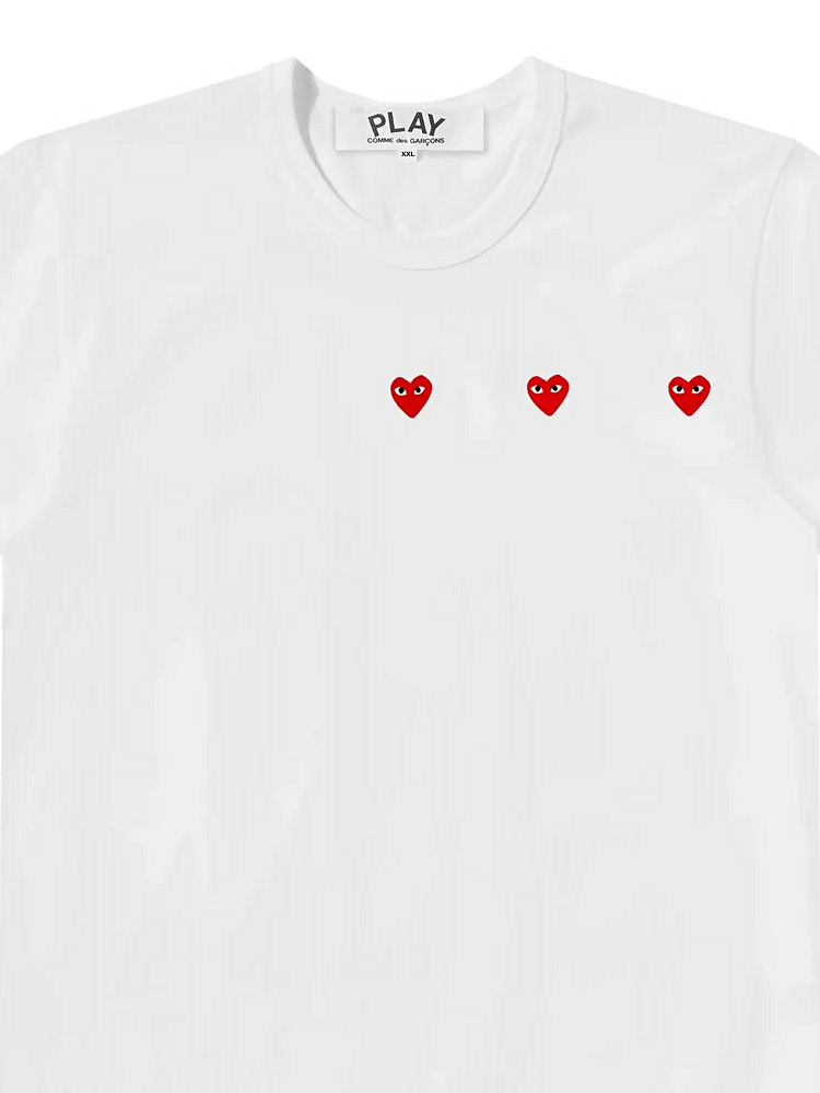 Horizontal Three Heart T-Shirt White Sz XXL