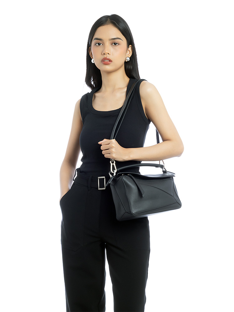 Calfskin Small Puzzle Bag Black
