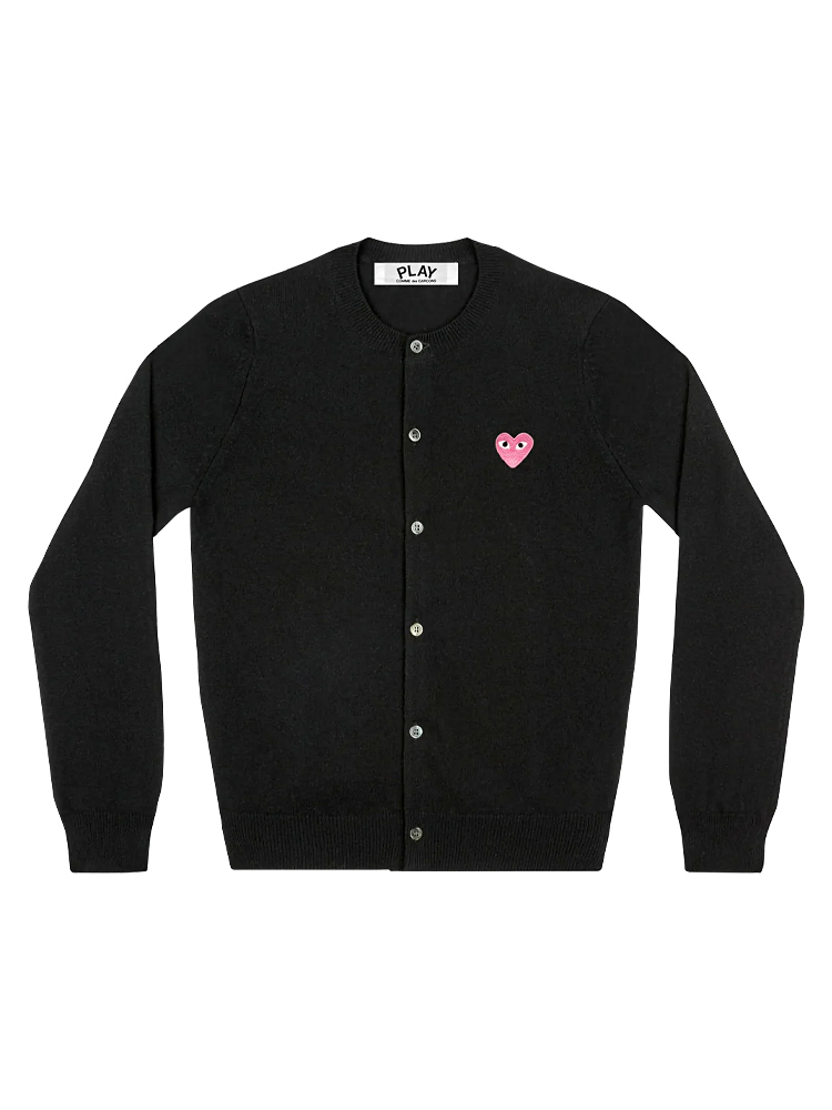 Pink Emblem Round Neck Cardigan Black Sz S