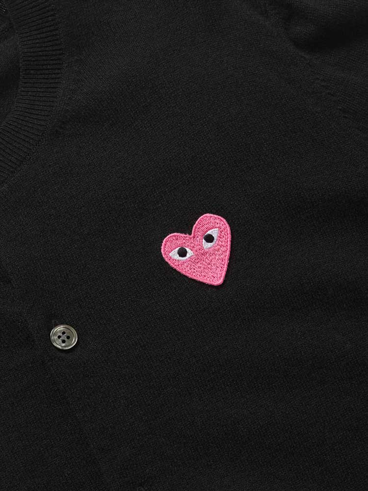 Pink Emblem Round Neck Cardigan Black Sz S
