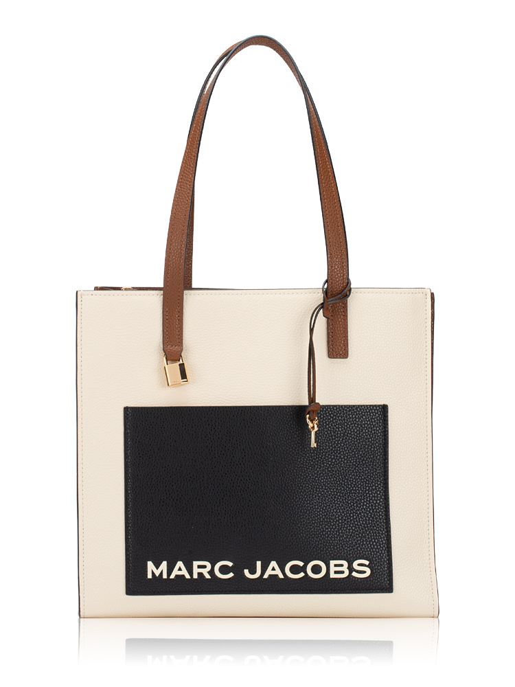 Grind Colorblock Leather Tote White Black