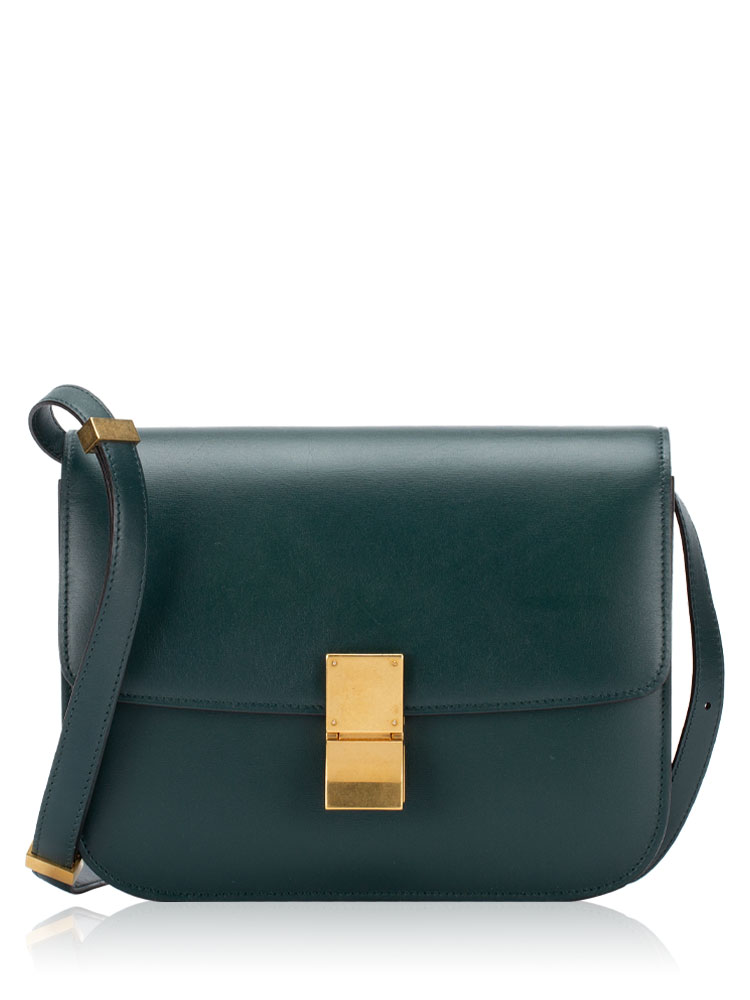 Box Calfskin Classic Box Medium Flap Bag Dark Green