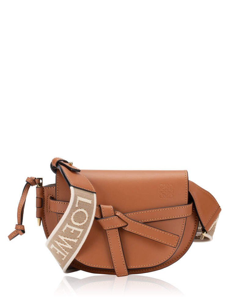 Calfskin Jacquard Gate Mini Dual Bag Tan