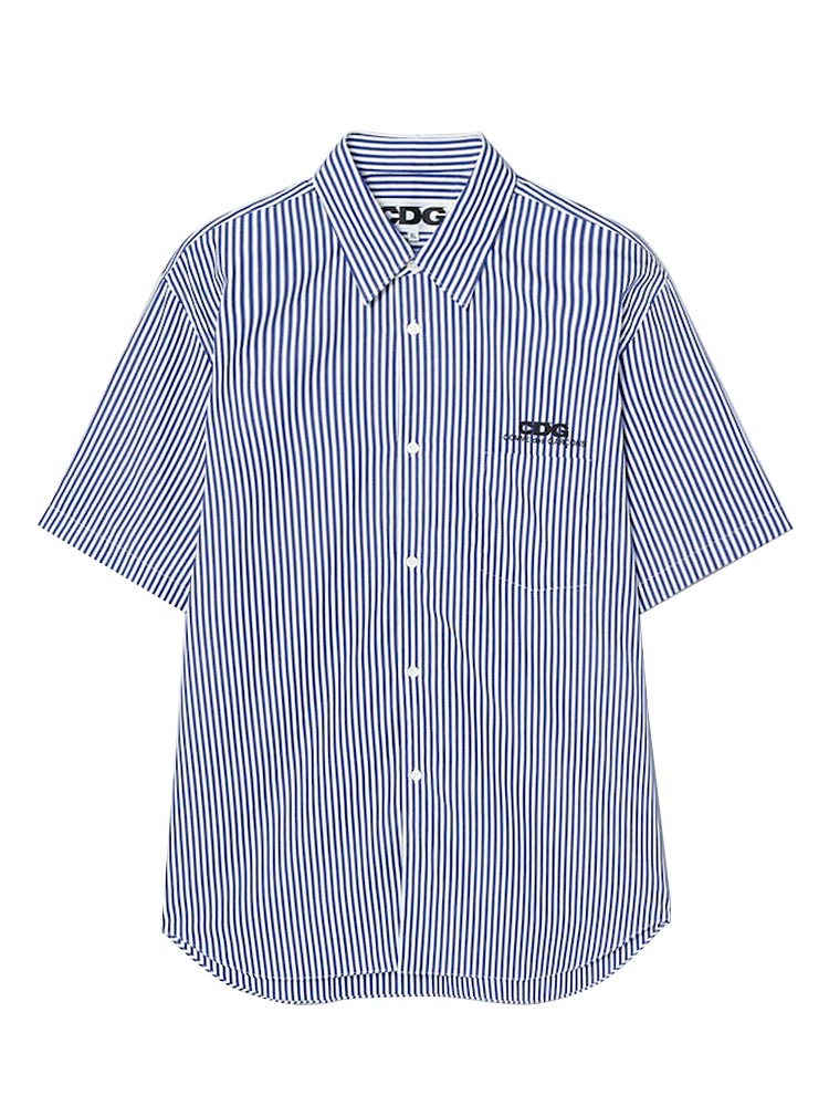 CDG Classic Short Sleeve Shirt Blue Stripe Sz XL