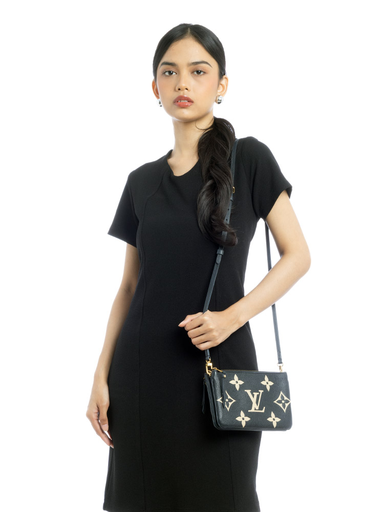 Monogram Empreinte Double Zip Pochette Noir Crème