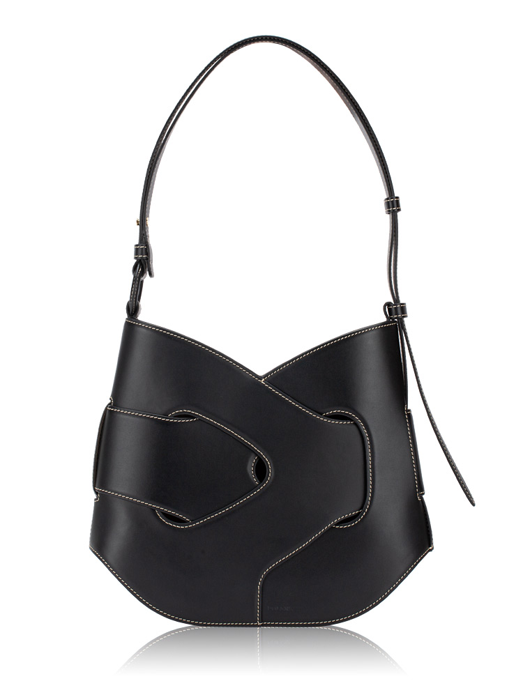 Smooth Calfskin Nodde Hobo Black