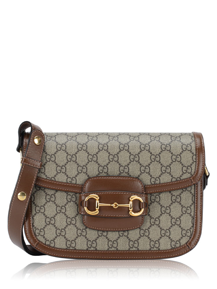 GG Supreme Horsebit 1955 Medium Shoulder Bag Beige Brown Sugar