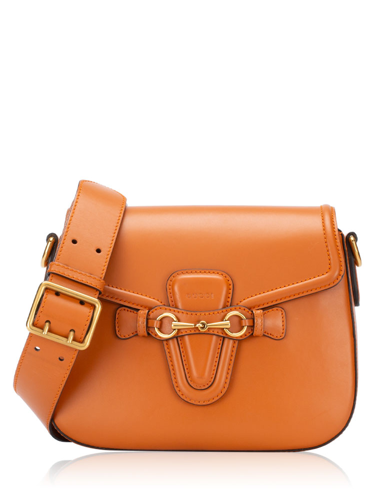 Calfskin Lady Web Medium Shoulder Bag Brown