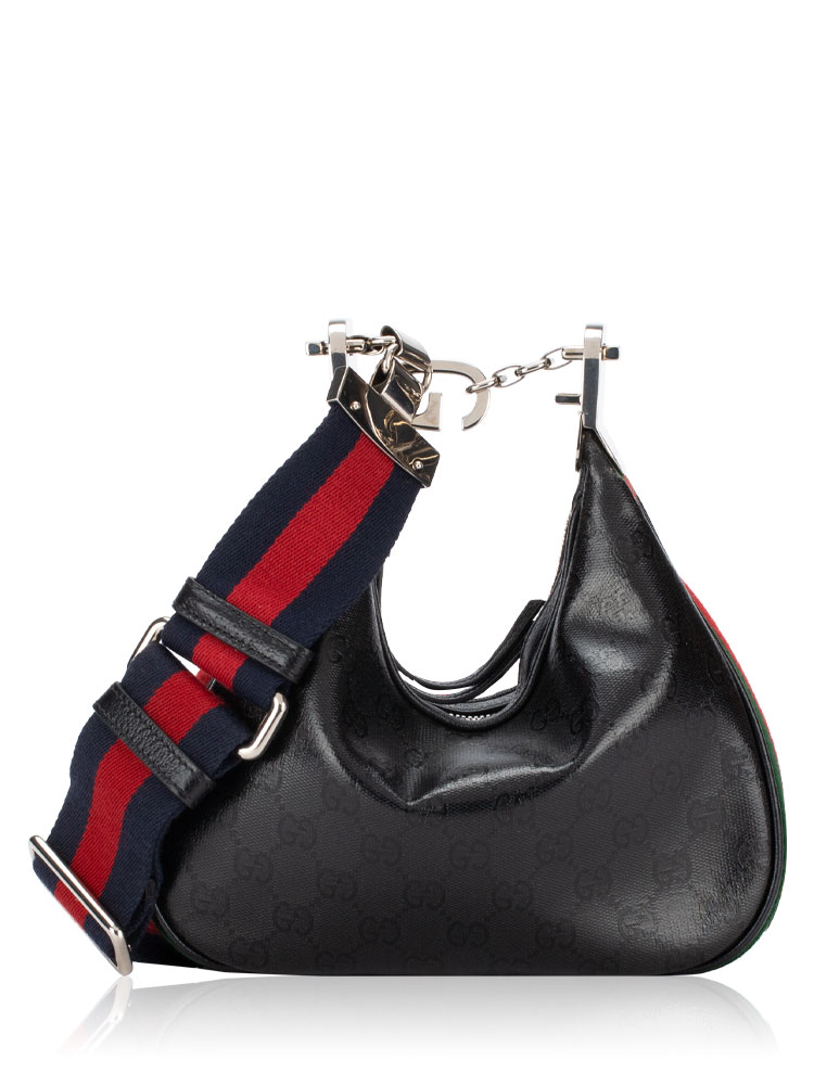 GG Supreme Web Attache Small Shoulder Bag Black