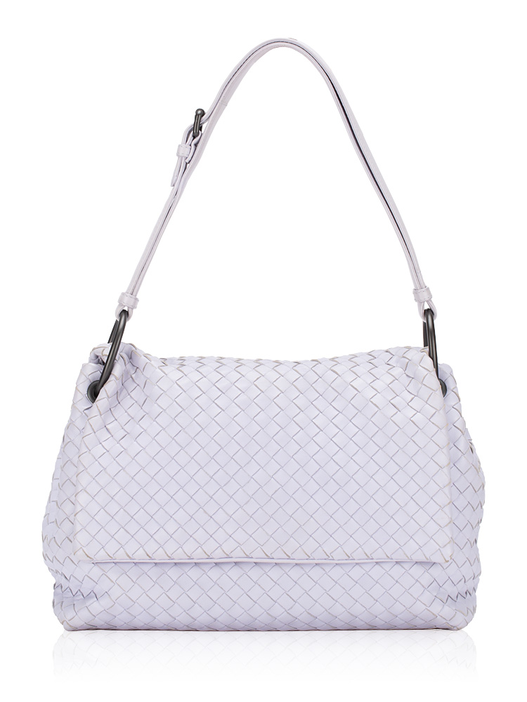 Nappa Intrecciato Flap Shoulder Bag Oyster Lilac