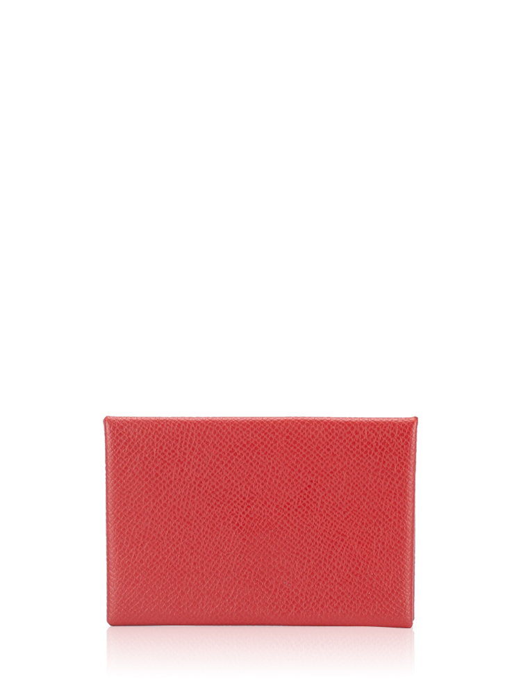 Epsom Calvi Card Case Rouge Garance