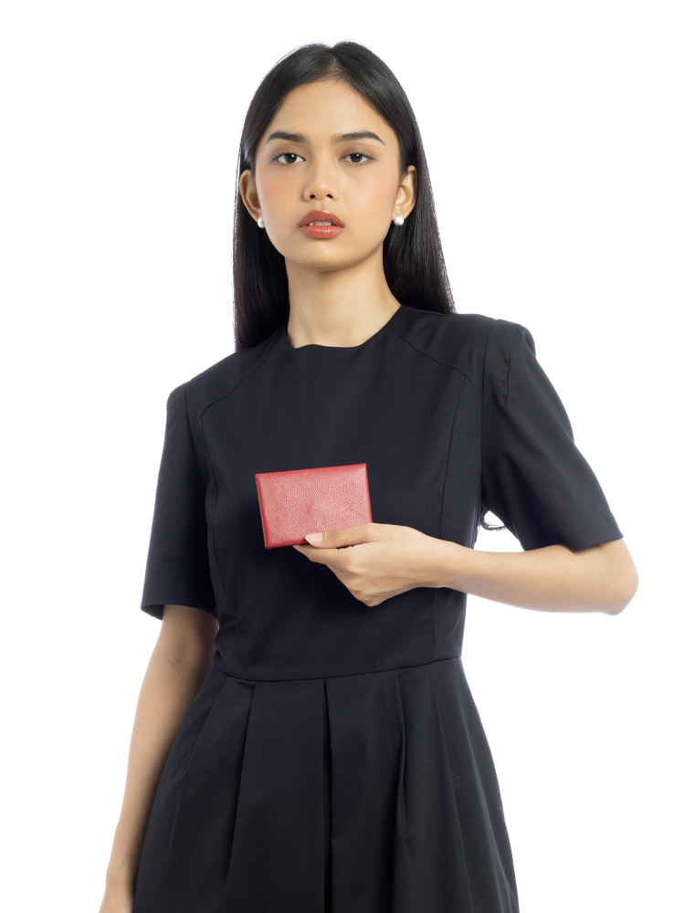 Epsom Calvi Card Case Rouge Garance