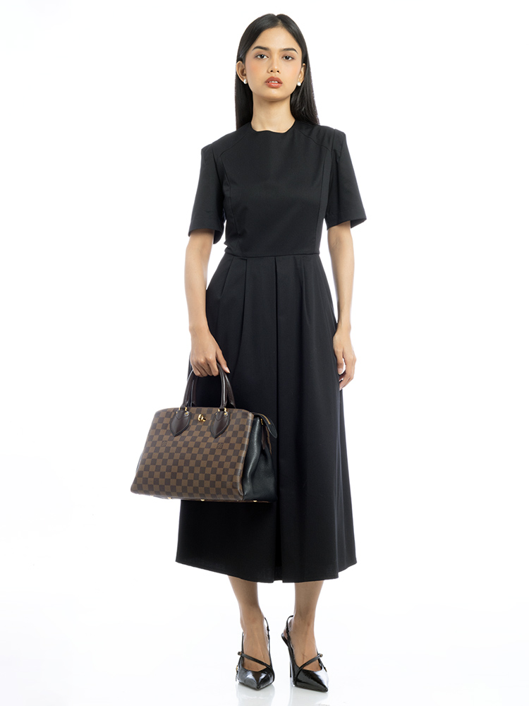 Cuir Taurillon Damier Ebene Normandy Noir