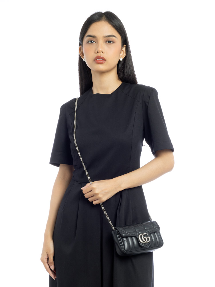 GG Marmont Matelasse Aria Super Mini Shoulder Bag Black