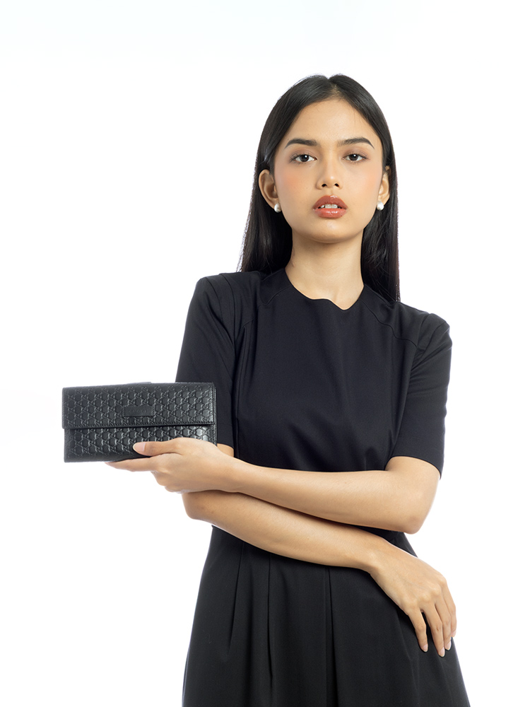 Soft Microguccissima Zip Wallet Black