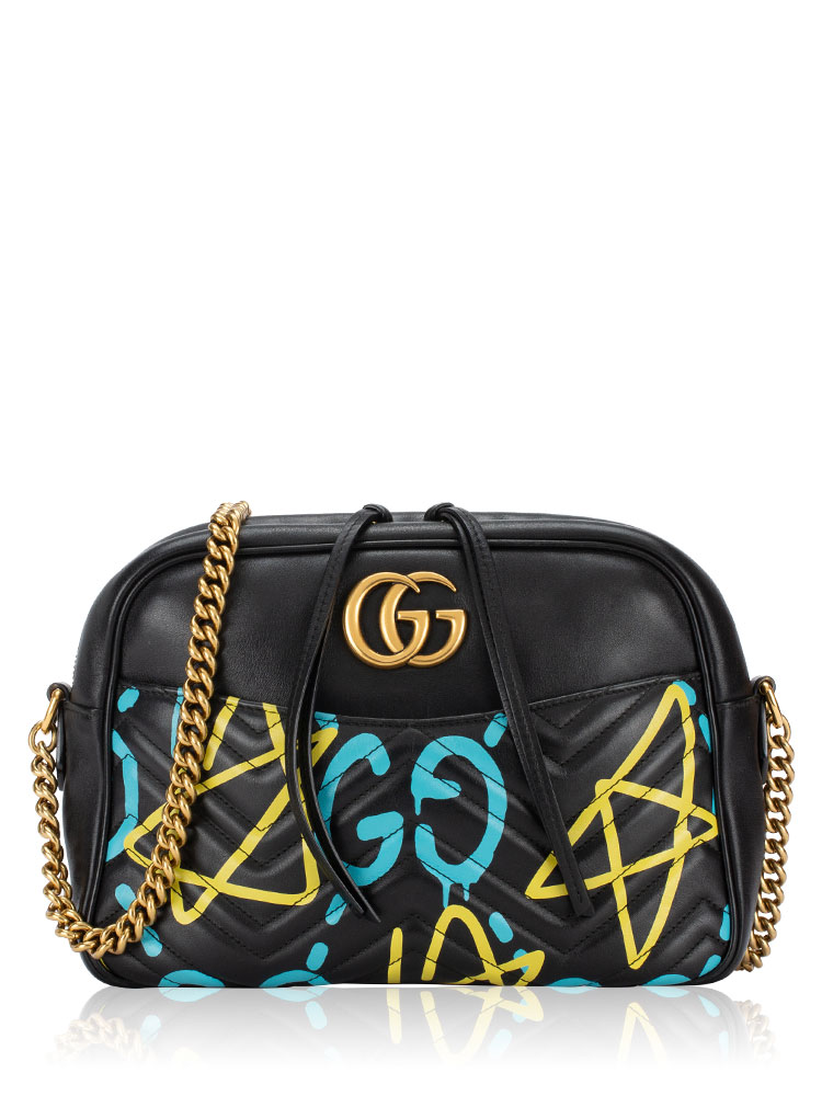 GG Marmont Matelasse Gucci Ghost Medium Camera Bag Black Multicolor