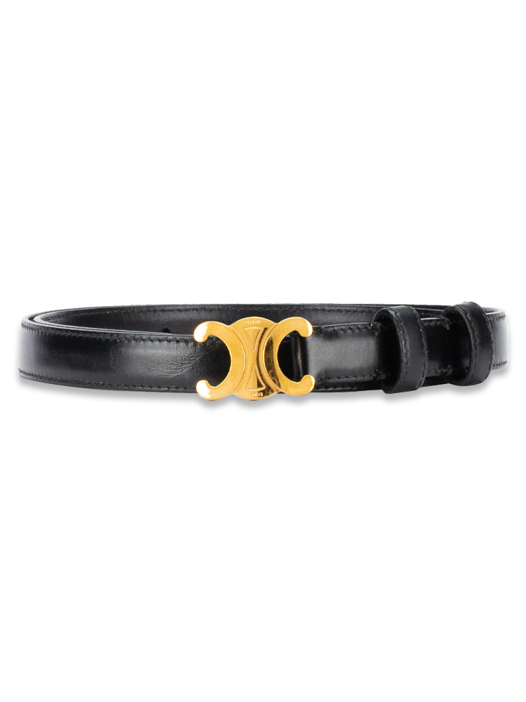 Taurillon Leather Triomphe 18mm Belt Black Sz 75