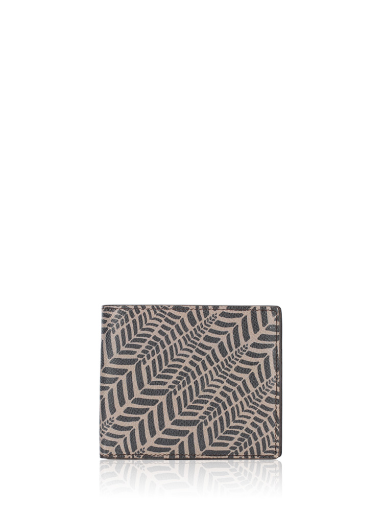 Calfskin Herringbone Bi-fold Wallet Brown