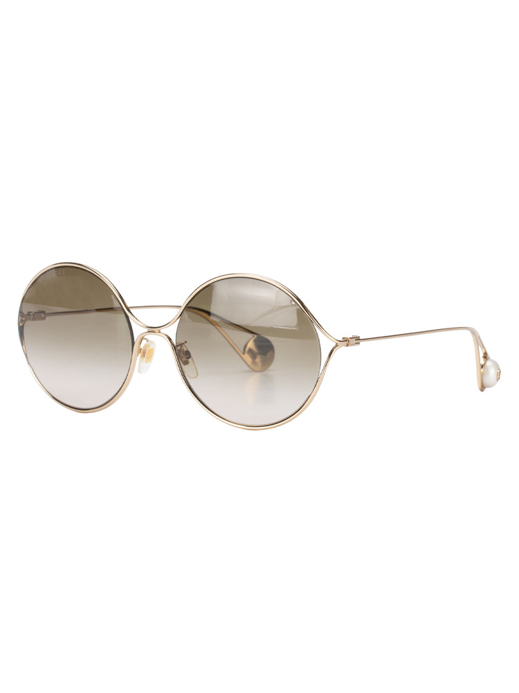 GG0253S Round Pearl Tip Sunglasses Gold