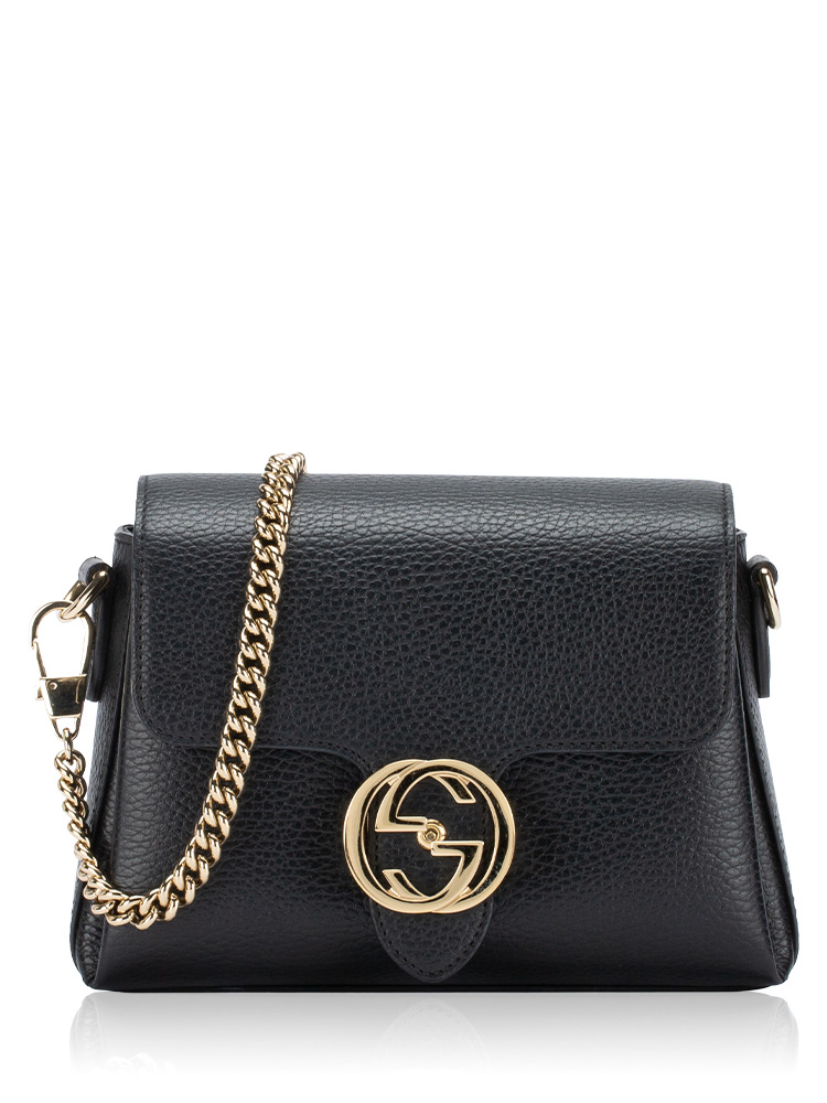 Dollar Calfskin Interlocking G Small Crossbody Black