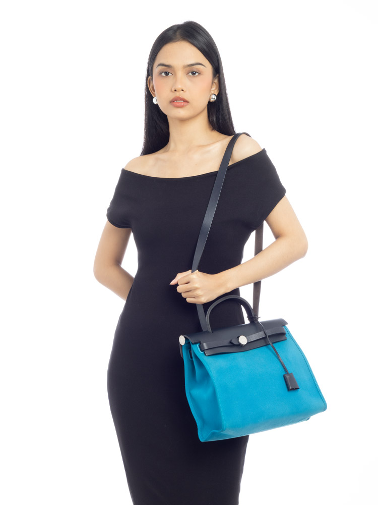 Toile Vache Hunter Herbag Zip 31 PM Bleu Zanzibar Bleu Indigo