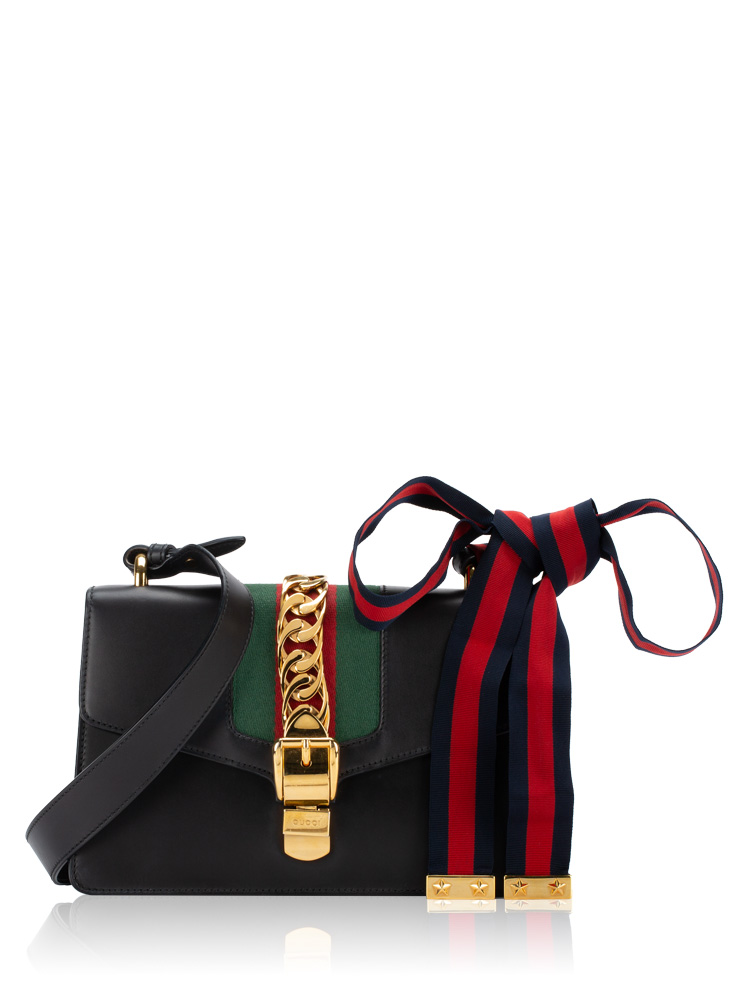 Calfskin Sylvie Small Shoulder Bag Black
