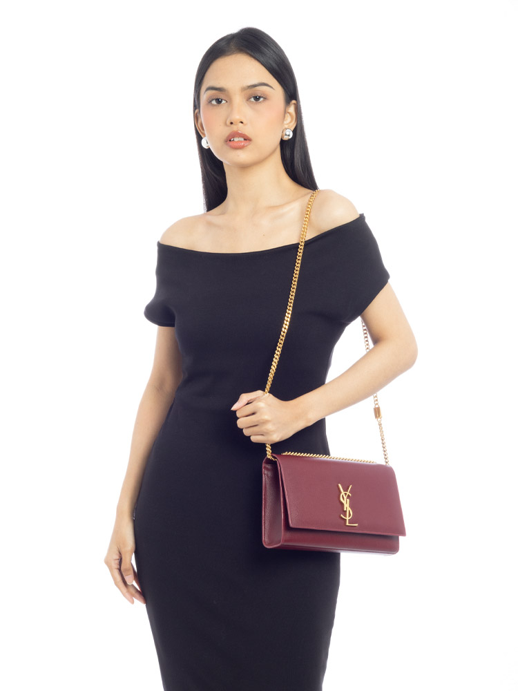 Grain De Poudre Monogram Kate Medium Shoulder Bag Red