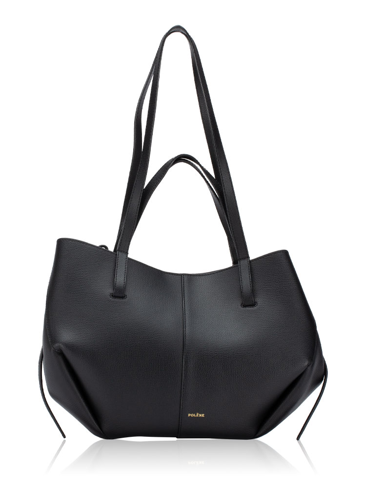 Textured Calfskin Cyme Mini Tote Noir