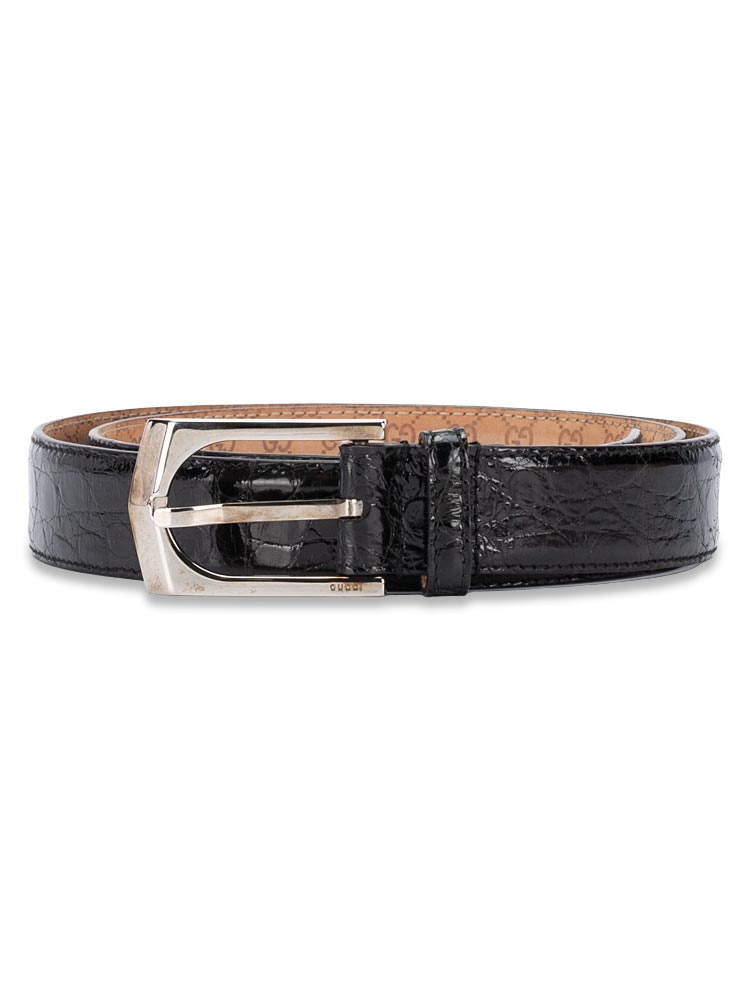 Vintage Patent Guccissima 30mm Belt Black Sz 95