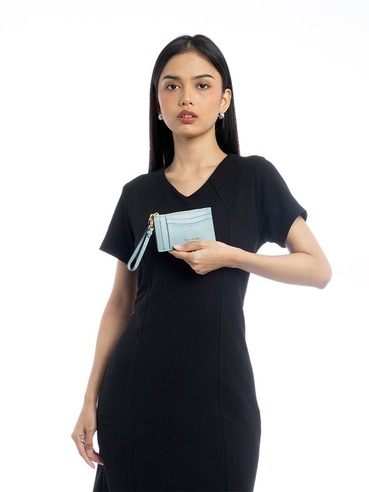Morgan Leather Card Wristlet Aegean Tea