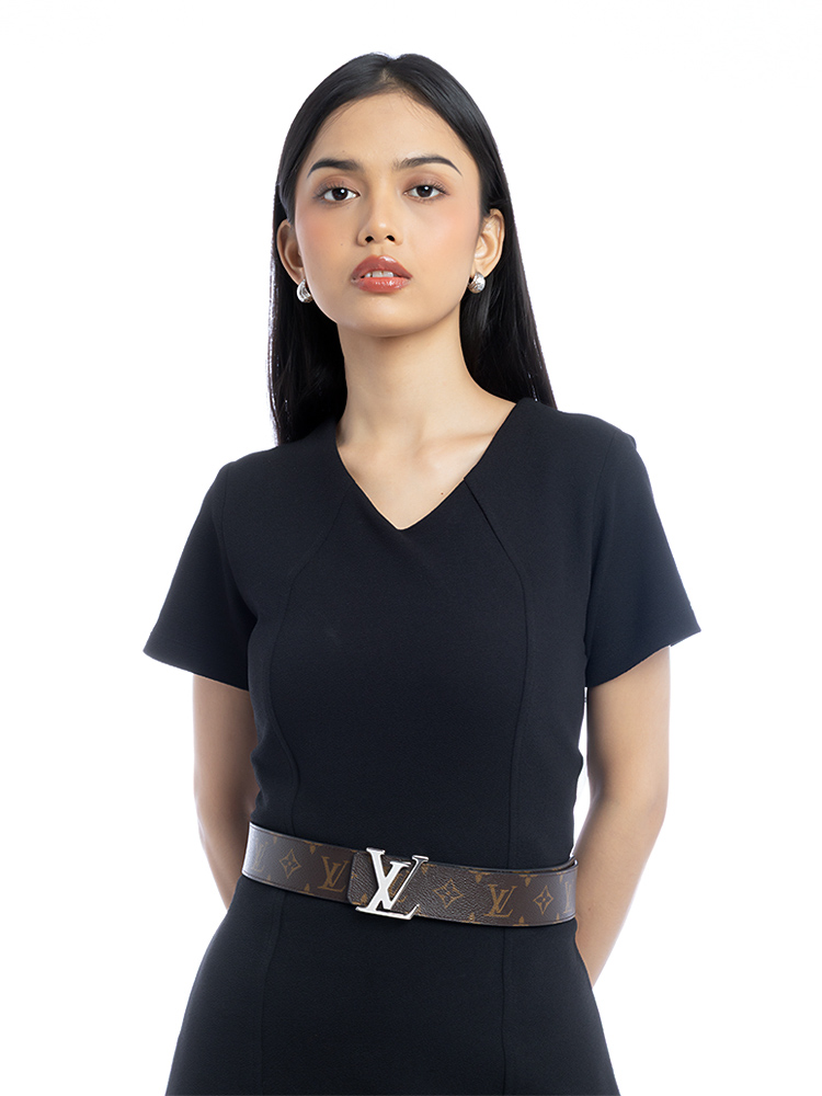 Monogram Macassar 40mm LV Initiales Reversible Belt Sz 90